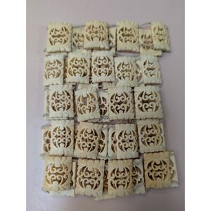 Vintage Chinese Handcarved Fish bone Chinese fortune bracelets As Is Lot Of 5